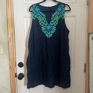 J. Crew A Line Embroidery Linen Dress Size XXL